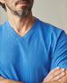 Men's Premium Slub V-Neck Tee - Strong Blue